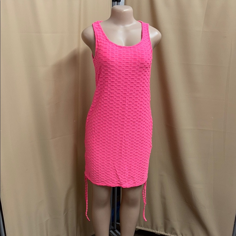 Pink Textured Sleeveless Dress